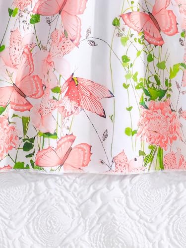Girl's Summer Floral Dress Ruffle Sleeve A Line Flowy Ribbed Boho Vacation Dress