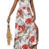 51zBT9bOmwL.jpg Girl's Floral Sleeveless Split Thigh Ruffle Hem Summer Boho Maxi Cami Dress